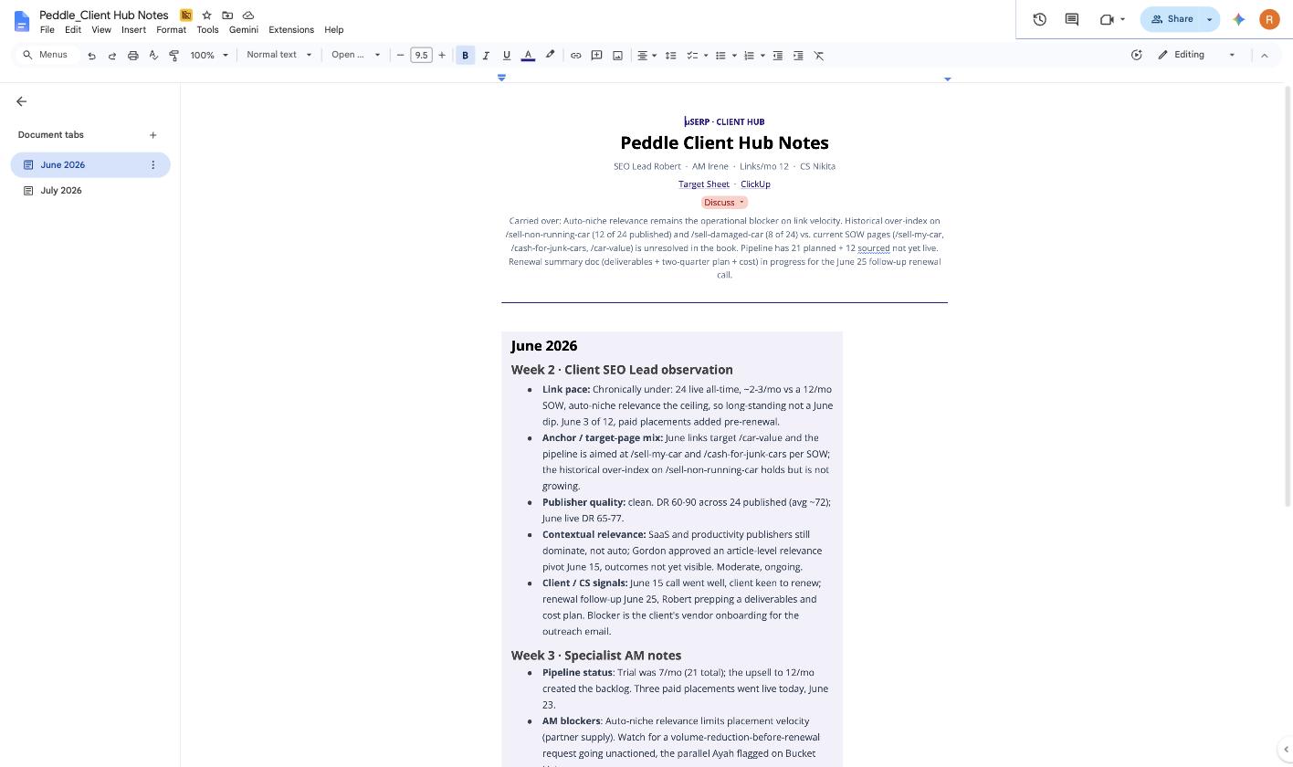 The real Peddle hub notes doc